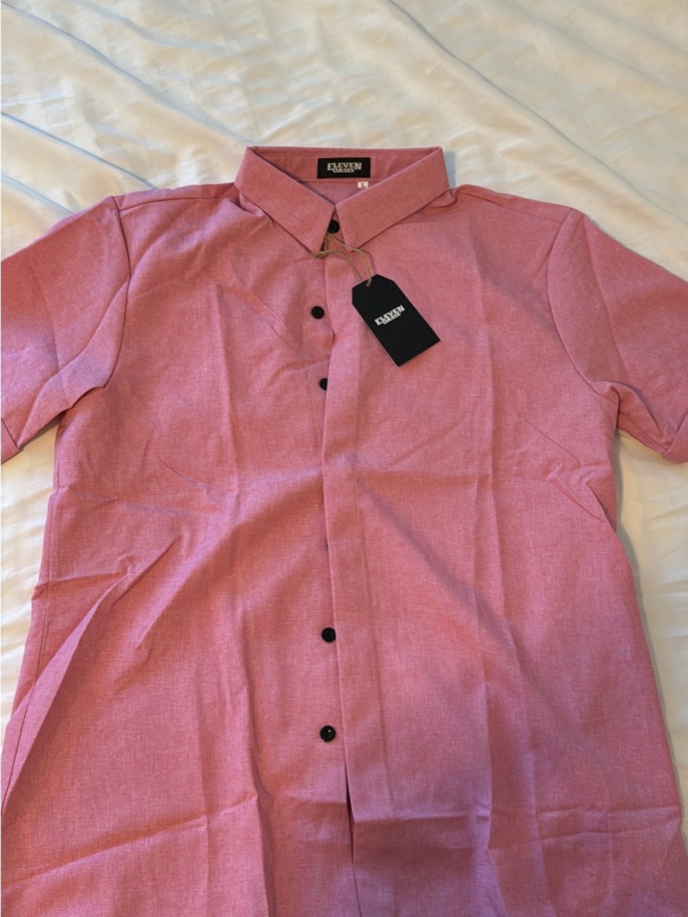 Oasis Men's Heathered Pink Short-Sleeve Button-Down Shirt